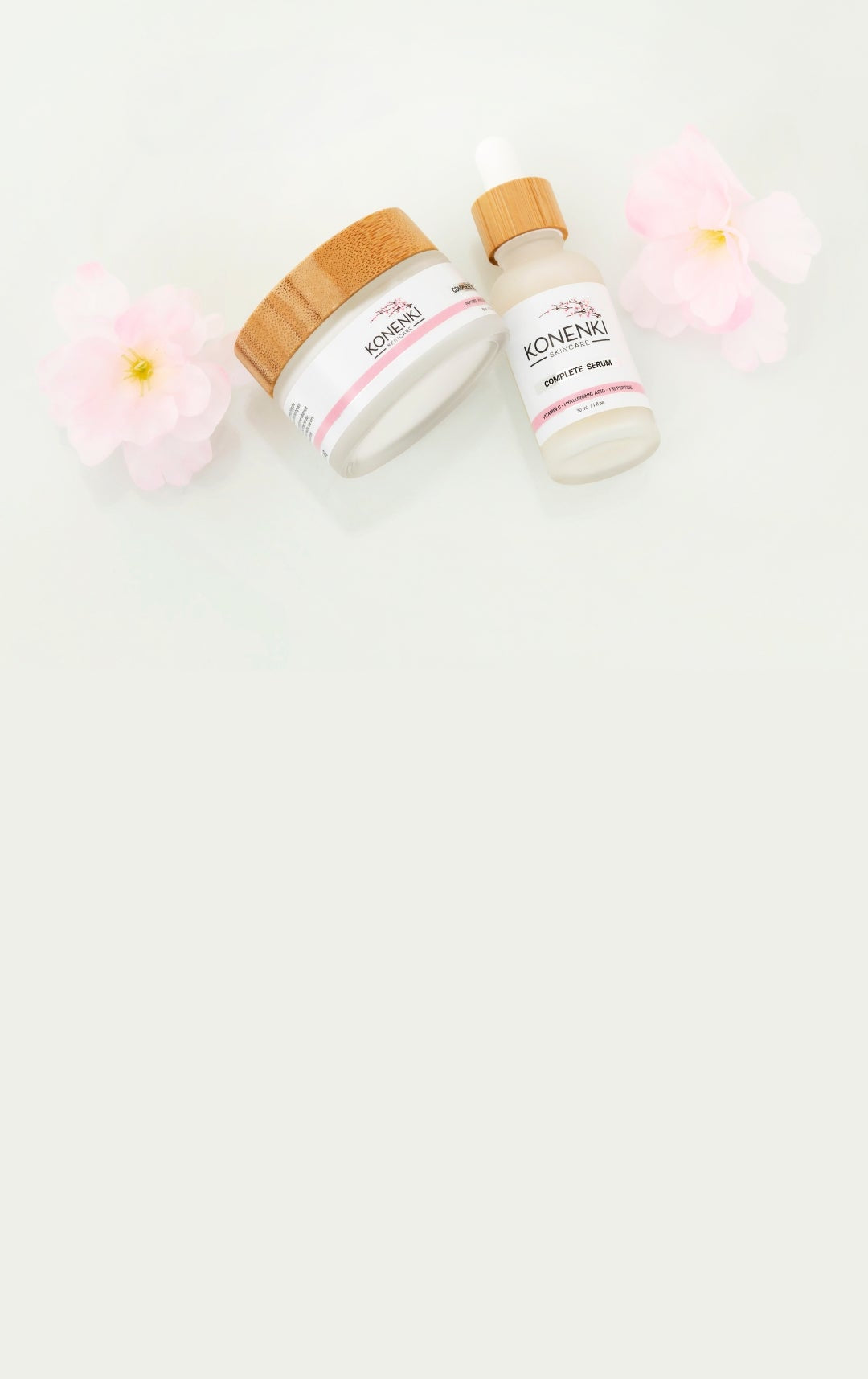 The Konenki Skincare bundle, featuring the Complete Serum and Complete Cream against a blank white background.